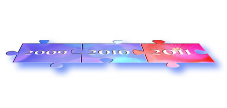 jigsaw puzzle New Year 2011 over white