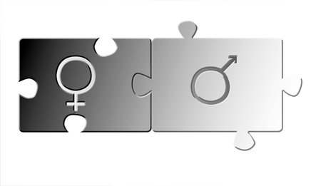jigsaw puzzle parts with gender signsの写真素材