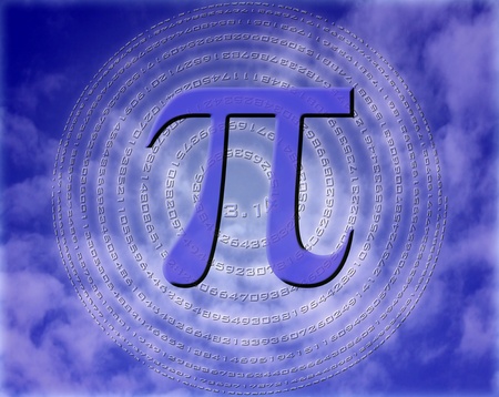 greek letter pi over sphere made of pi figuresの写真素材