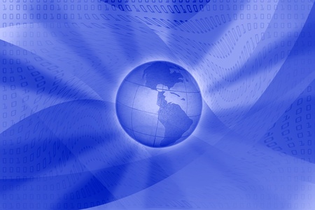 abstract blue digital background with globeの写真素材