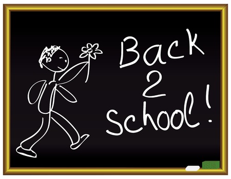 Back 2 school message on a chalkboardのイラスト素材