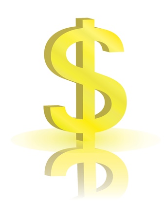 sign of dollar with reflectionのイラスト素材