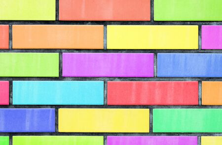 multicolored brick wallの写真素材