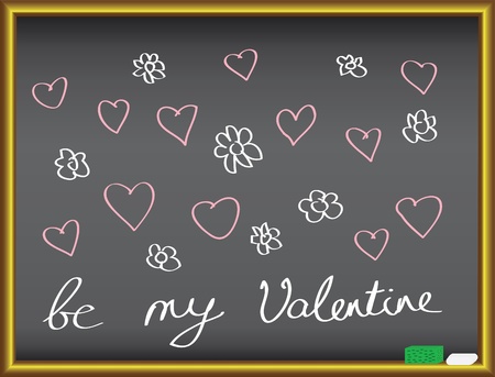 be my valentine handwriting on a chalkboardのイラスト素材