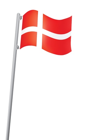 Danish flag on a flagstaff illustrationのイラスト素材