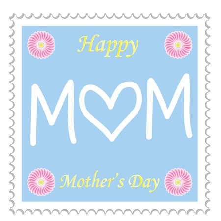 Happy Mothers Day post stamp vector illustrationのイラスト素材
