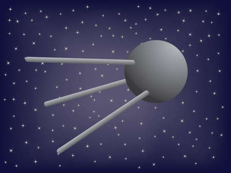 satellite in space illustrationのイラスト素材