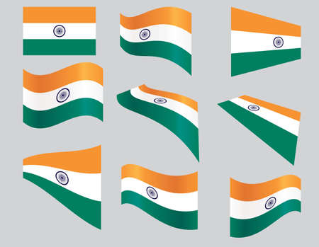 set of Indian flags over gray background vector illustrationのイラスト素材