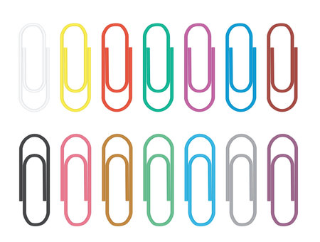set of color paper clips illustrationのイラスト素材