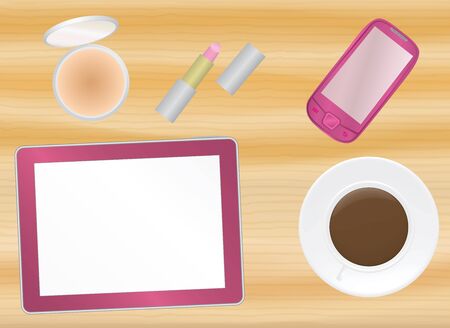 female office table vector illustrationのイラスト素材