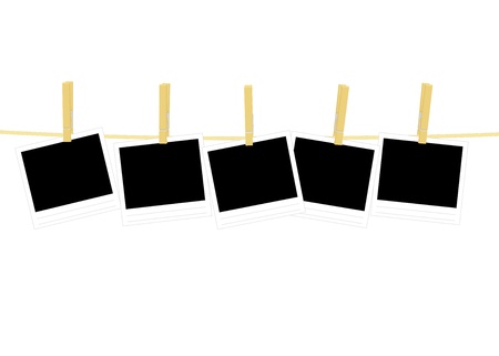 five photos hanging on rope vector illustrationのイラスト素材