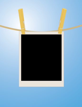photo hanging on rope over sky vector illustrationのイラスト素材