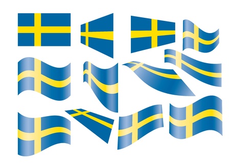 set of Swedish flags vector illustrationのイラスト素材