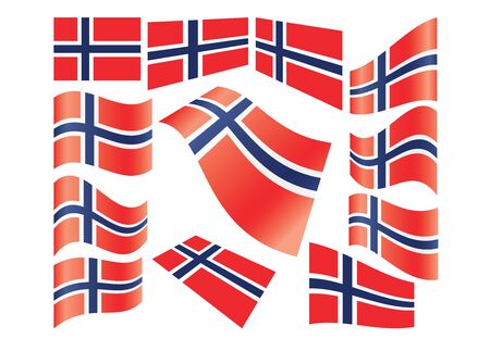 set of Norwegian flags vector illustrationのイラスト素材