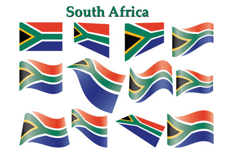 set of South Africa flags  のイラスト素材