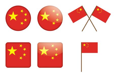 badges with flag of Chinaのイラスト素材