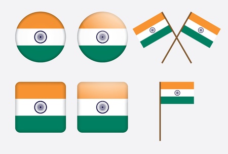 set of badges with flag of India illustrationのイラスト素材