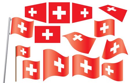 set of flags of Switzerland のイラスト素材