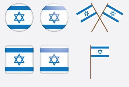 set of badges with flag of Israel のイラスト素材