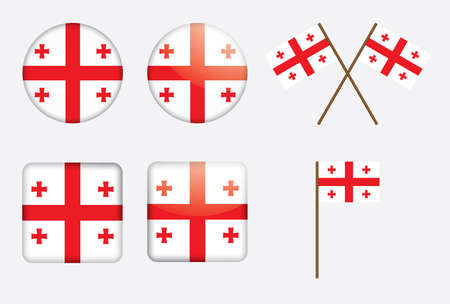 set  of badges with flag of Georgiaのイラスト素材