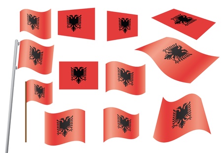 set of flags of Albaniaのイラスト素材