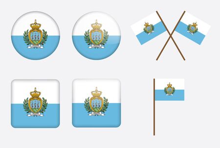 set of badges with flag of San Marino vector illustrationのイラスト素材