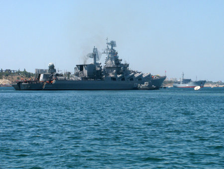   Sevastopol, Ukraine - July 29, 2012 - Guided Missile Cruiser Moskva at Ukrainian Fleet Day and Day of Russian Navy                             のeditorial素材