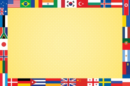 orange background with frame made of flags vector illustrationのイラスト素材