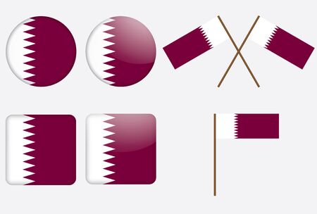 set of badges with flag of Qatar vector illustrationのイラスト素材