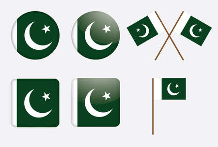 set of badges with flag of Pakistan vector illustrationのイラスト素材