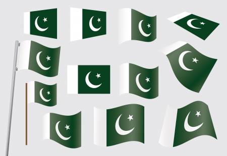 set of flags of Pakistan vector illustrationのイラスト素材