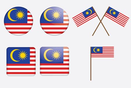 set of badges with flag of Malaysia vector illustrationのイラスト素材