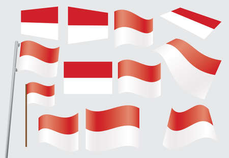 set of flags of Indonesia vector illustrationのイラスト素材
