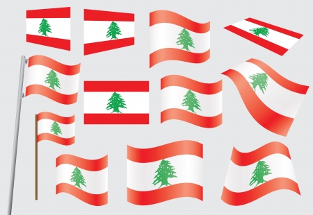 set of flags of Lebanon vector illustrationのイラスト素材