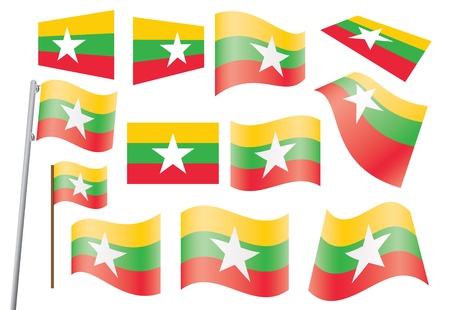 set of flags of Burma vector illustrationのイラスト素材