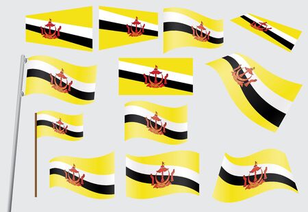 set of flags of Brunei illustrationのイラスト素材