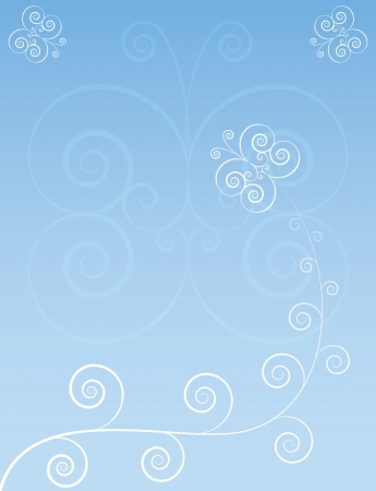 blue background with butterflies and floral elements vector illustrationのイラスト素材