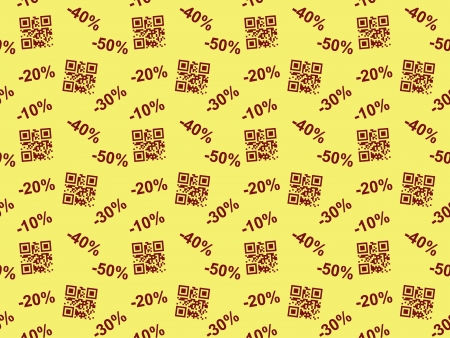 yellow seamless pattern with QR code saleのイラスト素材