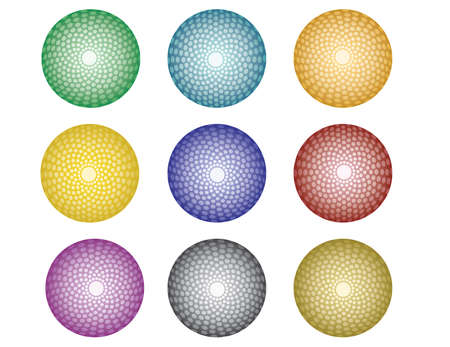 set of balls with abstract circles patternのイラスト素材