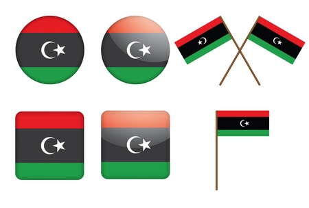 set of badges with flag of Libya illustrationのイラスト素材