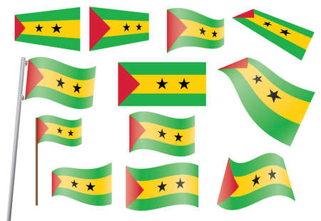 set of flags of Sao Tome and Principe illustrationのイラスト素材