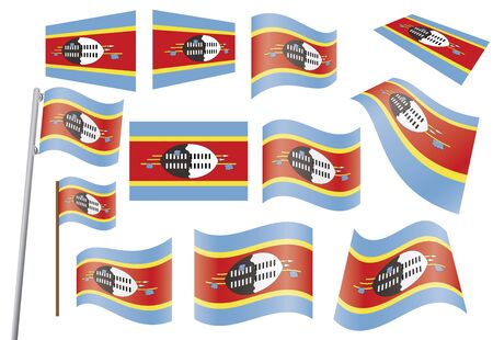 set of flags of Swaziland  illustrationのイラスト素材