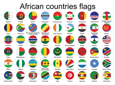 set of round buttons with flags of Africa  illustrationのイラスト素材