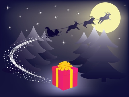Santa Claus leaving gift vector illustrationのイラスト素材
