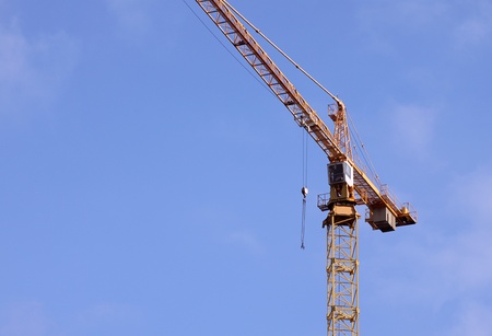 building crane over blue skyの写真素材