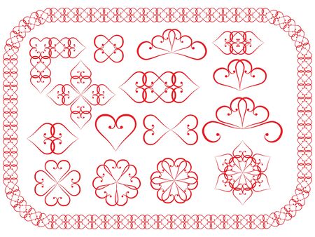 set of vintage design elements made of valentinesのイラスト素材