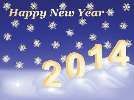 Happy New Year 2014 congratulation cardのイラスト素材