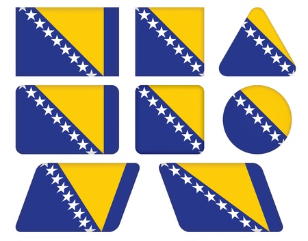 set of buttons with flag of Bosnia and Herzegovinaのイラスト素材