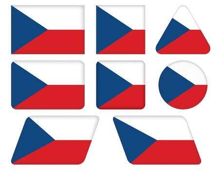 set of buttons with flag of Czech Republicのイラスト素材