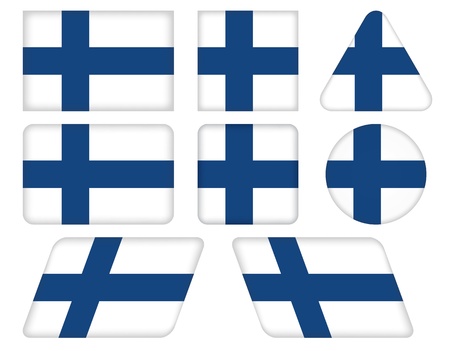 set of buttons with flag of Finlandのイラスト素材